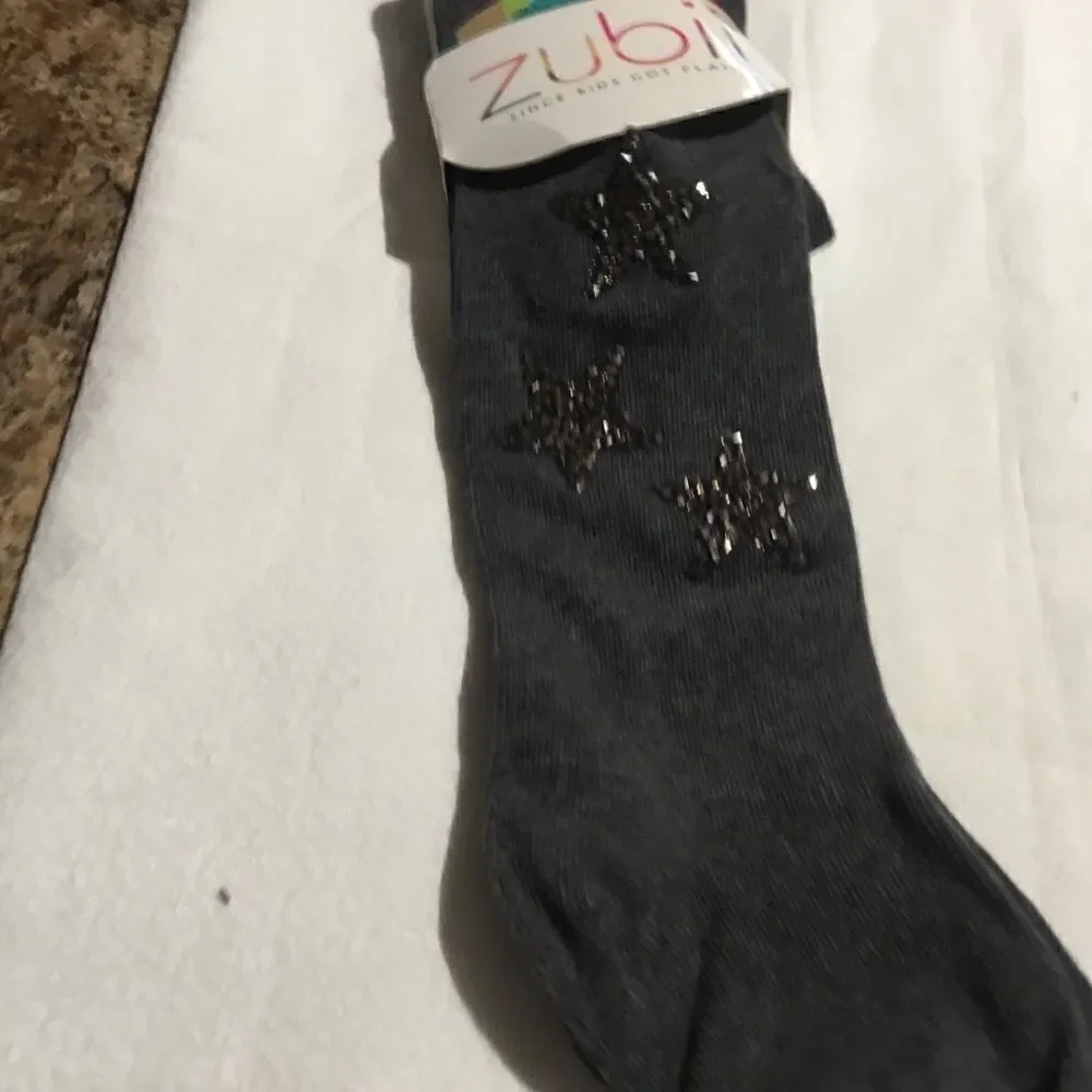 SALE. BUY 3/$10. NWT. Girls Tights Sz. 2. Grey w/Stars